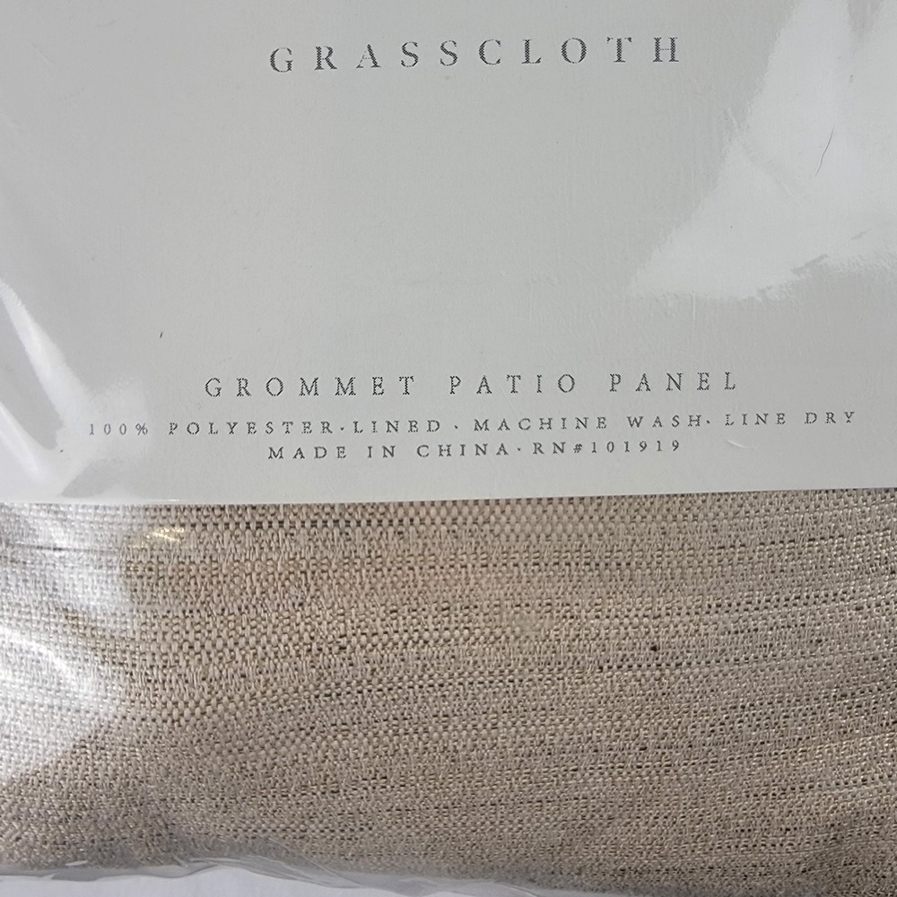 Ricardo Grasscloth Lined Grommet Patio Panel Beige Linen 110x84 Extra Wide NEW - Picture 2 of 4